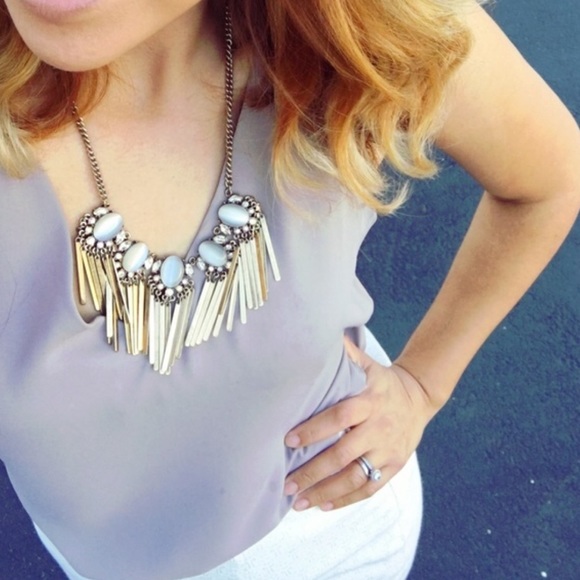 Golden Tassel Fringe Necklace - Picture 2 of 6